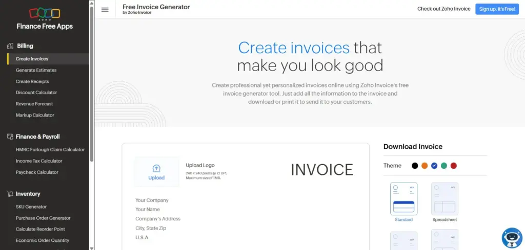 Zoho Invoice Generator