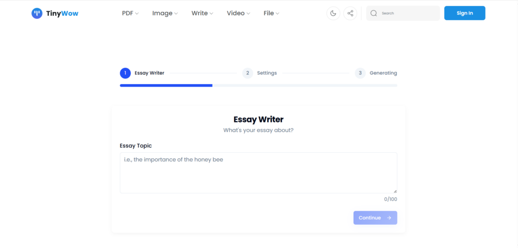 TinyWow Essay Writer