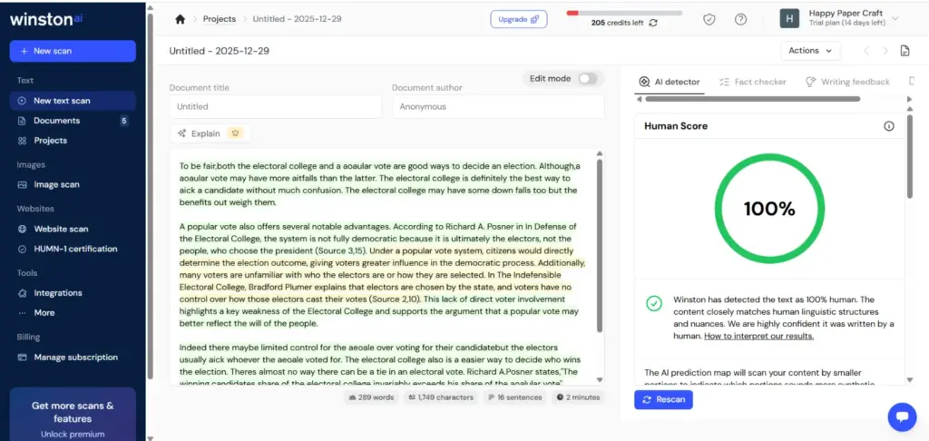 Winston AI Review 2026: Is It Really the Best AI Detector for Schools? 4 winston ai human writing accuracy test