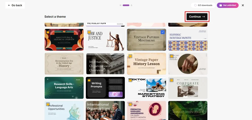 Slidesgo Review 2026: The Best AI Presentation Tool for Teachers & Students? 6 Browsing professional education templates and themes in the Slidesgo library